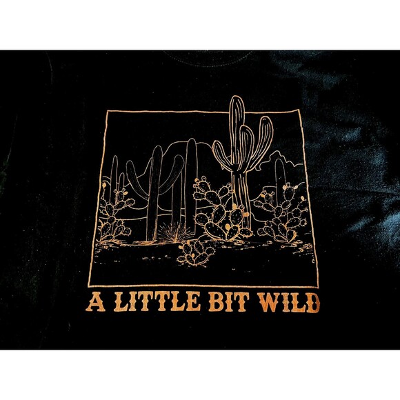 POPULAR GIRL Women's "A Little Bit Wild" Short Tee Black Size XL - Picture 2 of 6